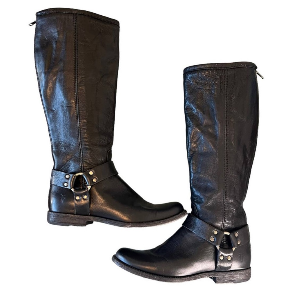 Size 8 Frye Signature Black Leather Riding Boots - Picture 7 of 14